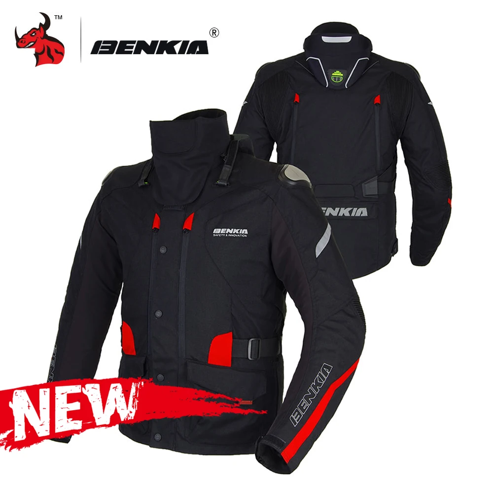 

BENKIA Motorcycle Jacket Men Winter Moto Racing Jacket Protective Gear Motocross Off-Road Racing Jacket Includes Neck Protection