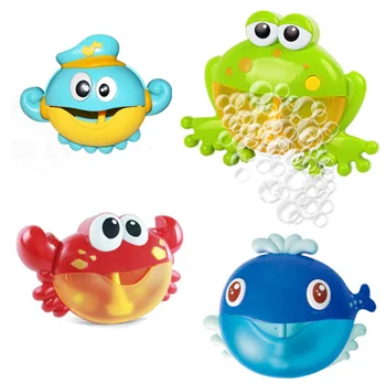 

1pc New Outdoor Bubble Frog&Crabs Baby Bath Toy Bubble Maker Swimming Bathtub Soap Machine Toys Children With Music Water Toy