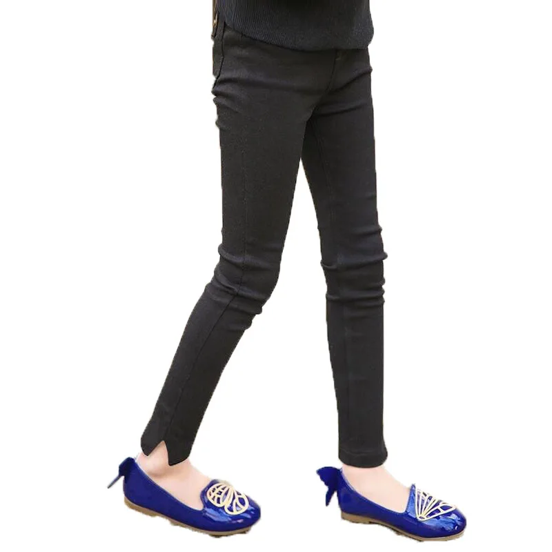 Girls Pants Kids Winter Child Fleece Skinny Pants for Kids Black Capri Jeans Children Breech Trousers 4 5 6 7 8 9 10 11 12 Years