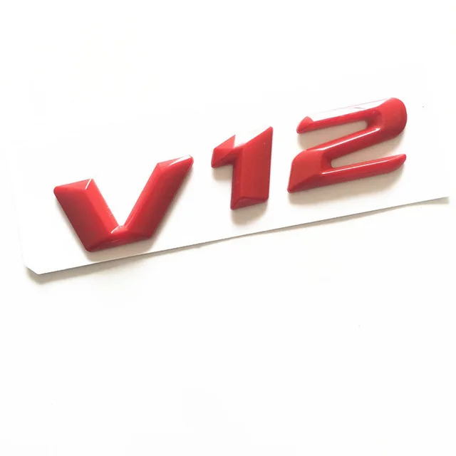 V12 matte red 3D острый шрифт буквы V8 V12 эмблема значок для Mercedes Benz AMG КРЫЛО боковой логотип автомобиля Стайлинг переоборудование наклейка Черный Красный Хром - Цвет: V12 matte red