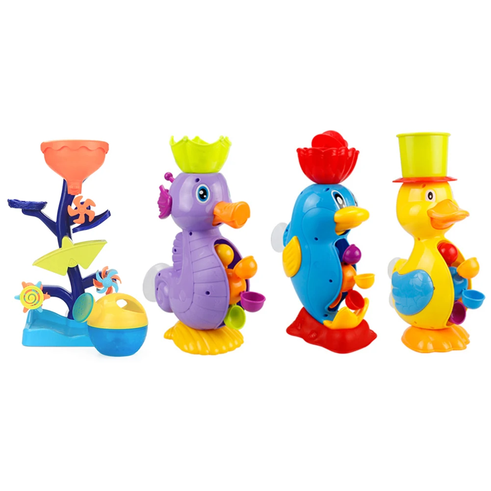 Kids Shower Bath Toys Cute Yellow Duck Waterwheel Elephant Toys Baby Bathtub Faucet Bathing Water Spray Dabbling Toy Gift