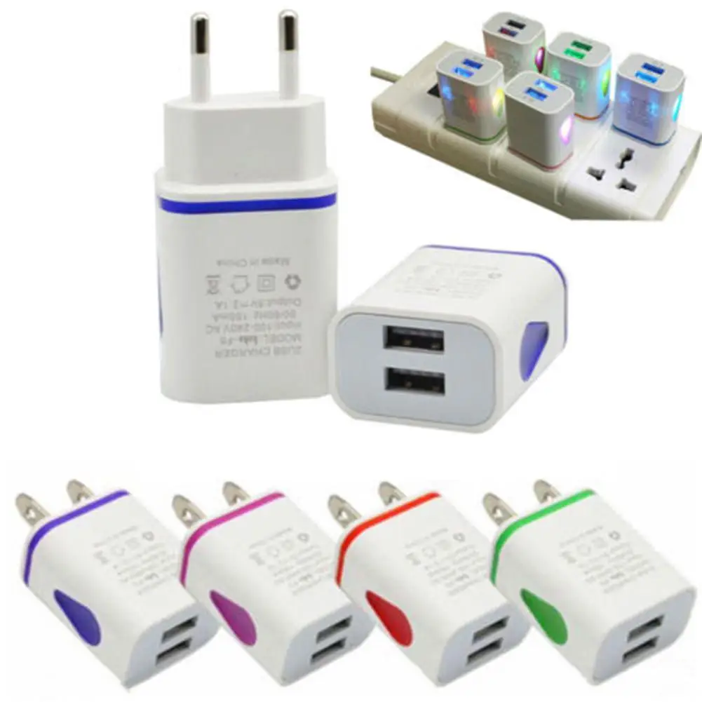 Универсальный телефон 2.1A 5V светодиодный 2 USB зарядное устройство для дома и
