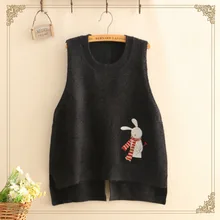 Осенний женский свободный литературный вязаный жилет с вырезом лодочкой женский шерстяной жилет Харадзюку женский жилет