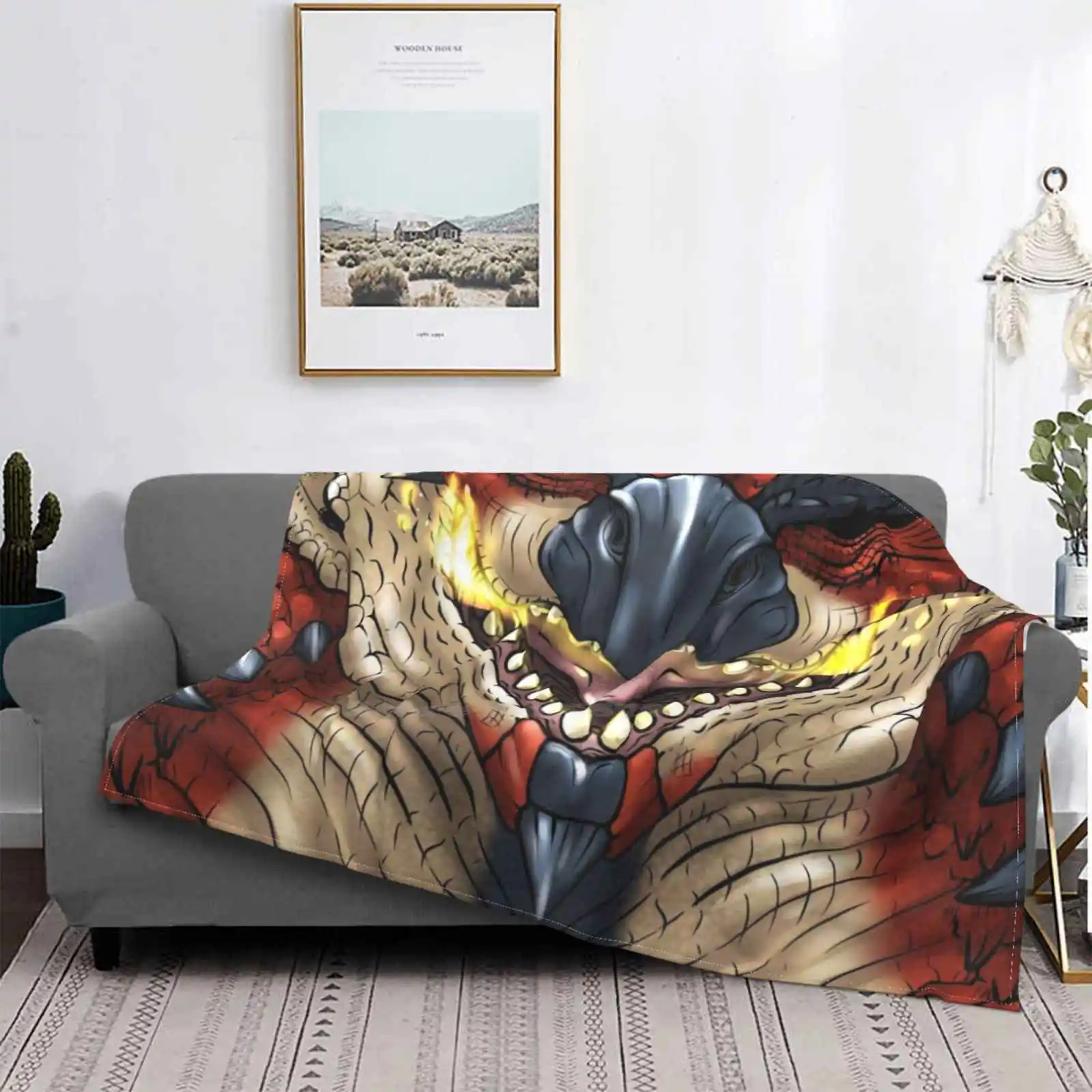 Ratto: Red Monster Hunter World Face Shaggy Throw Soft Coperta Divano/Letto/Viaggi Love Gifts Flying Wyvern Rat Red Monster Hunter