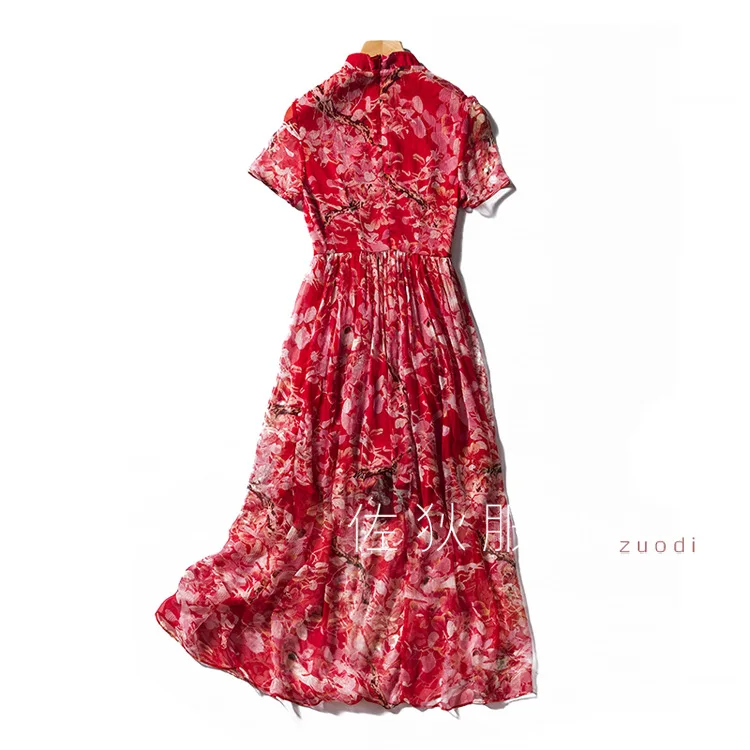Лето, стиль, этнический стиль, натуральный шелк, с рисунком лягушки, высокая талия, длинные юбки для похудения, шелковое платье тутового цвета, длинное женское платье