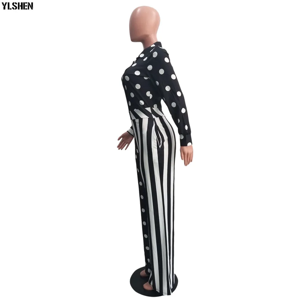 New African Dresses for Women Dashiki African Jumpsuit Clothes Fashion Print Dot Stripe Long Sleeve Ankara Africa Dress Clothing 03
