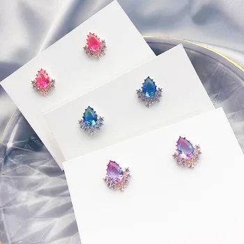 

Classic Crystal Women Dangle Earrings Coloured Water Droplets Flower Earrings Fashion Earrings For Women Statement