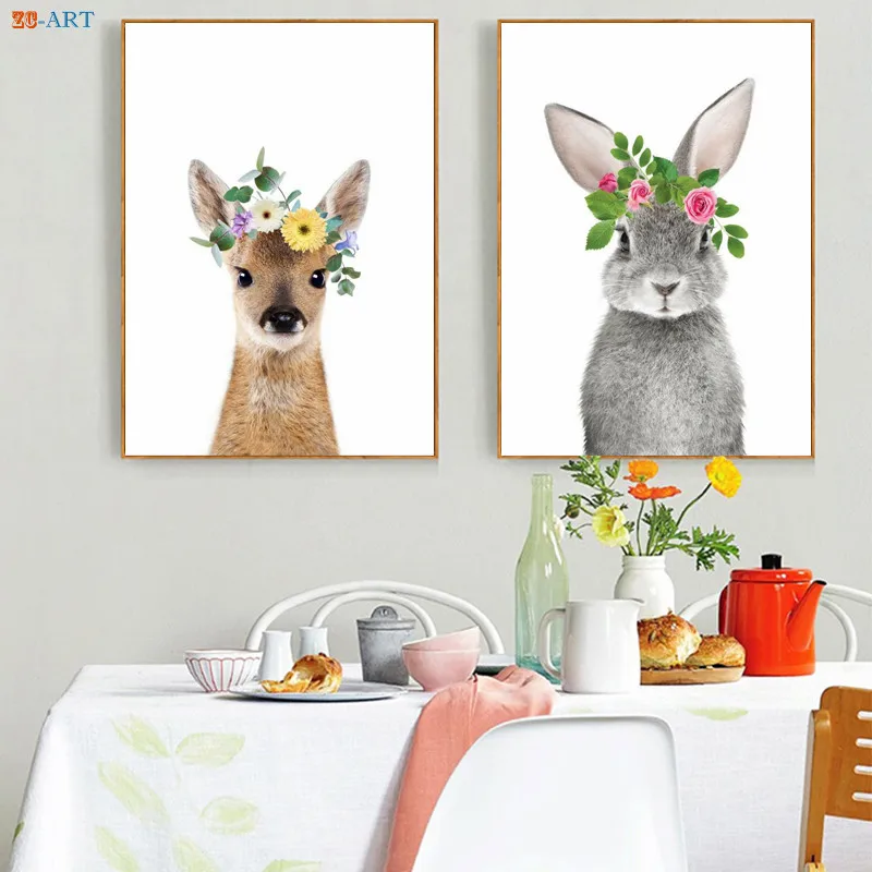 Детские картина с рисунком животных Детская Wall Art Печать плакатов Носки кролика