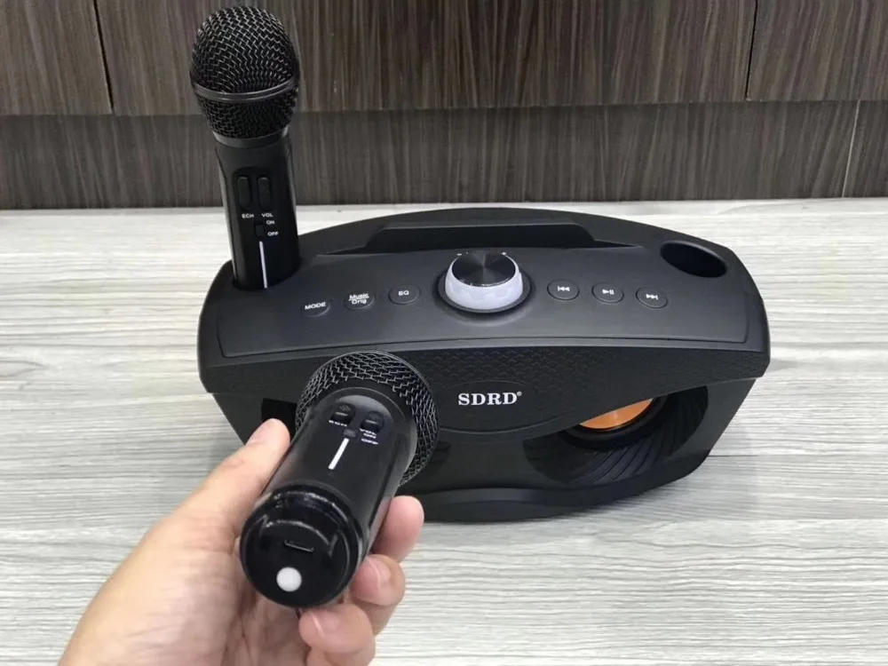 Dual Bluetooth Speaker with 2 Wireless Microphones