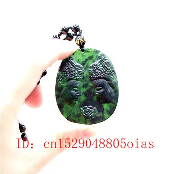 

Natural Black Green Chinese Jade Buddha Pendant Beads Necklace Charm Jewelry Obsidian Accessories Carved Amulet Gifts for Her