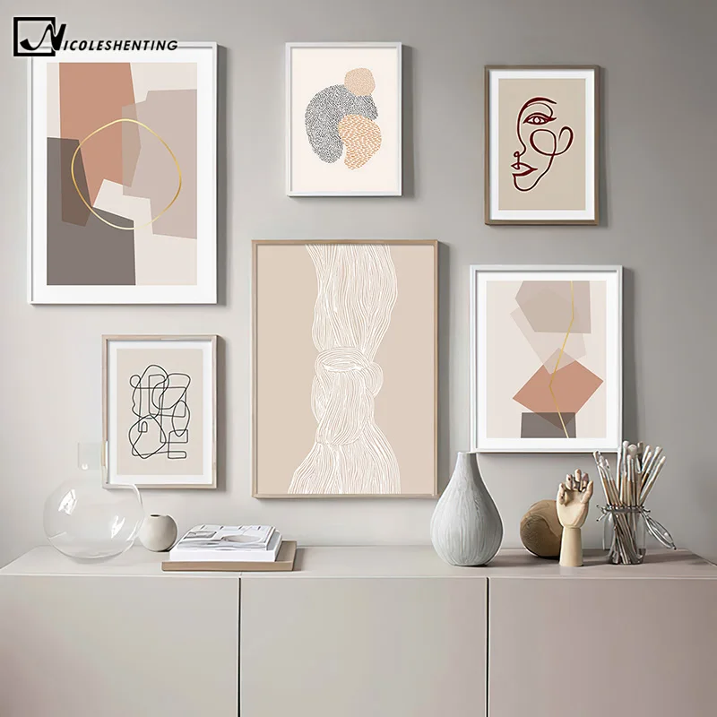 

Geometry Abstract Poster Nordic Canvas Print Simplicity Art Vintage Paintint Line Drawing Gallery Wall Picture Modern Home Decor