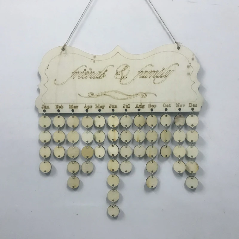 Деревянный DIY календарь подвесная табличка доска семья день рождения напоминание домашний декор