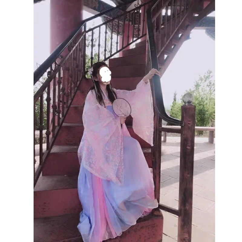 Новое платье Hanfu, Женский Классический танцевальный костюм, китайский древний костюм сказочной принцессы, традиционное розовое народное платье Hanfu SL1226