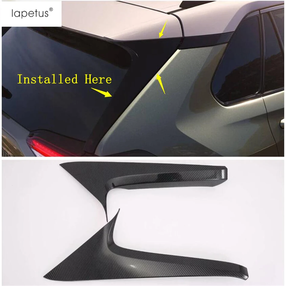 

Lapetus Accessories Fit For TOYOTA RAV4 RAV 4 2019 2020 ABS Rear Tail Window Windshield Spoiler Cover Trim Chrome Carbon Fiber