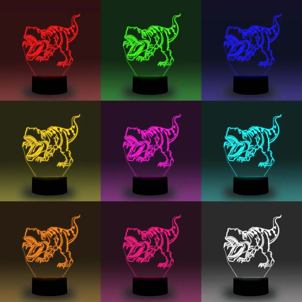 NiteApps Angry Tyrannosaurus Rex 3D RGB светодиодный ночник настольная иллюзия Лампа подарок на день рождения приложение/сенсорный контроль
