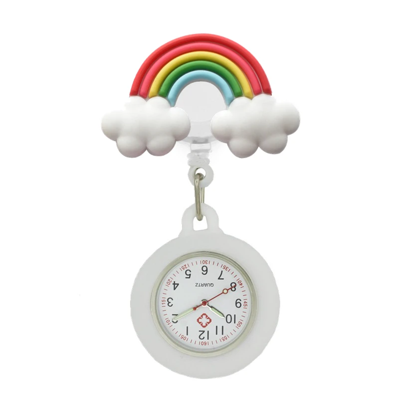 Lovely Retractable Nurse Watch Smile Love Heart Rainbow Sunflower