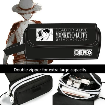 

Black Makeup Bags Anime One Piece Printed Pen Pouch Pattern Boys Girls Pencil Cases Stationery Bags for Students Teens