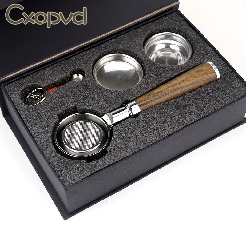 58MM Stainless Steel Double Ear Coffee Machine Handle Bottomless Filter Portafilter Universal Wooden E61 Espresso Tools | Дом и сад
