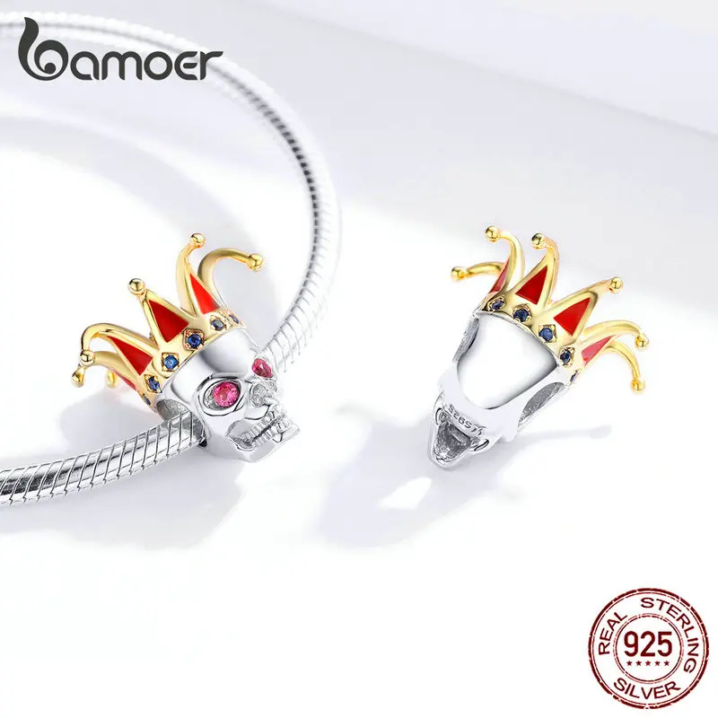 Preise Bamoer Original Design 925 Sterling Silber Joker Geist Perlen Charme fit Armband Armreif Halloween Festival Sammlung SCC1363