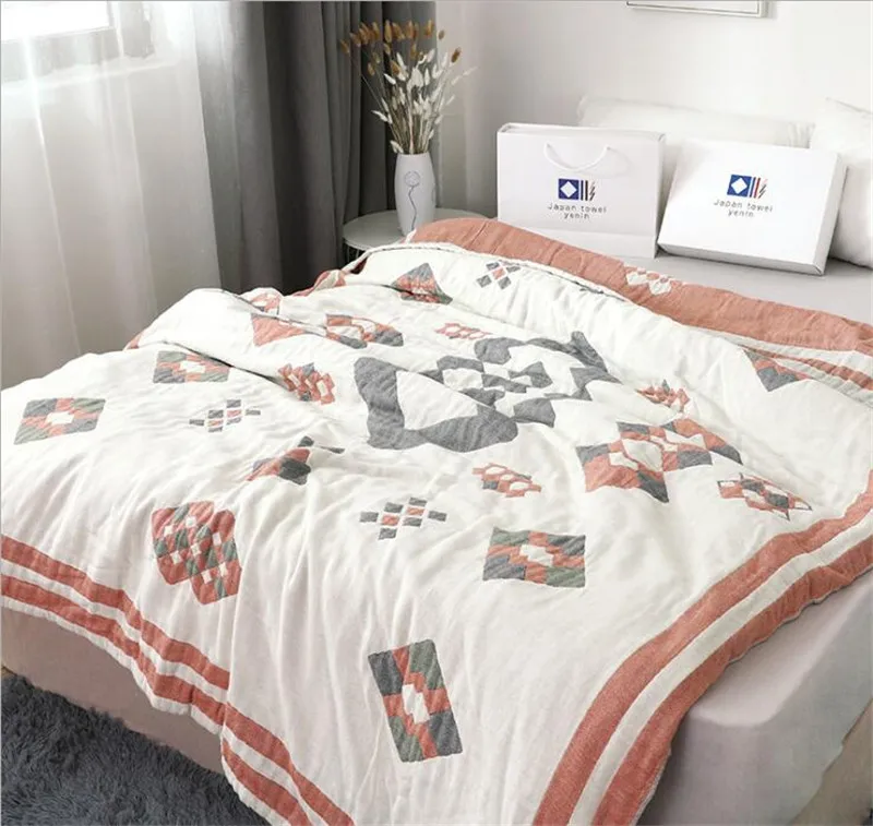 as the photo 200*230 см, 4 слоя, муслин, хлопок, кондиционер, для комнаты, спальная кровать, покрывало, одеяло, летнее, для ребенка, для взрослых, для путешествий, дышащее, автомобильное одеяло - Цвет: as the photo