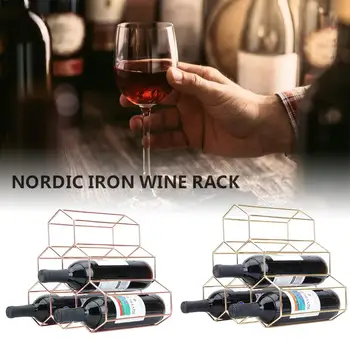 

Geometric Wine Rack Metal European Style 6 Bottle Grape Wine Rack Restaurant Living Room Bar Wine Cabinet Wine Display Rack