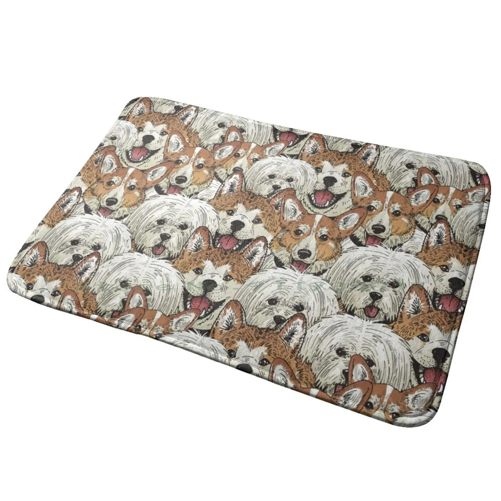 Husky E Papillon Dog Pattern Ingresso Porta Tappetino Tappetino Da Bagno Tappeto Carrello Nigeria Bandiera Nigeria Bandiera Carrettu Ruota Specchietto