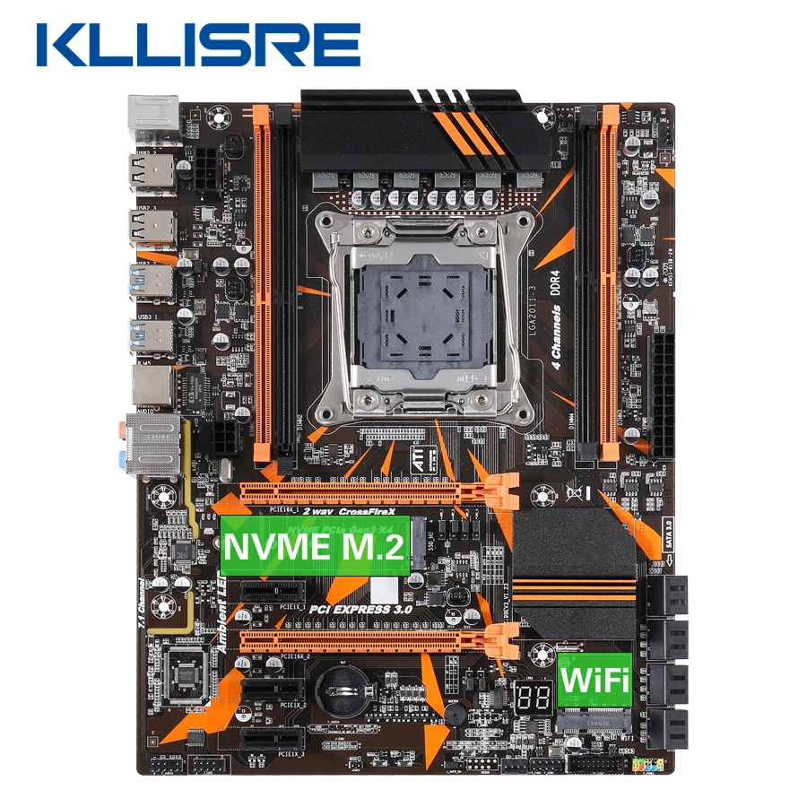 Материнская плата Kllisre X99 для настольных ПК материнская LGA 2011 3 с M.2 слотом NVME Wi Fi