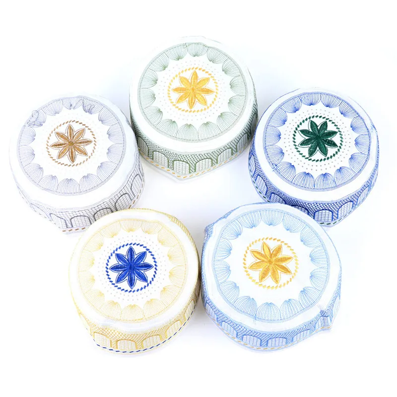 

1 шт. мусульманские Шляпы Хлопок Вышивка арабских Для мужчин шапочка для молитвы Musliman тюрбан человек хиджаб шапка из Саудовской Аравии, Ислам еврейской Индия шапки