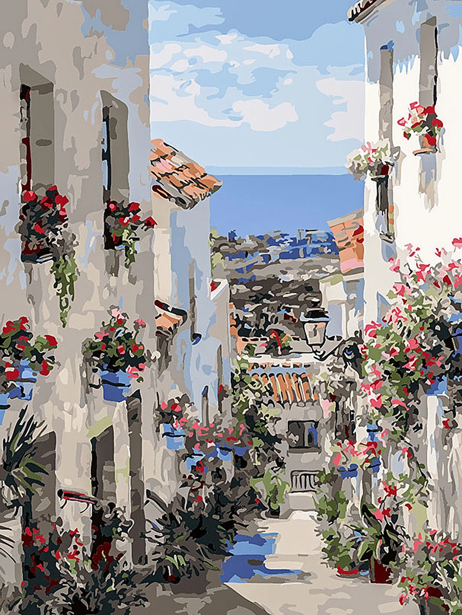 HUACAN Painting By Numbers House Scenery Pictures Gift Kits Drawing Canvas HandPainted Home Decor Gift - Цвет: SZHC1-1832
