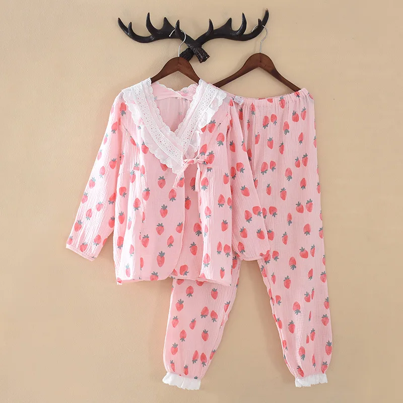 Fdfklak Maternity Spring Clothing Set Pregnant Women Pink White Breastfeeding Pajamas Suits