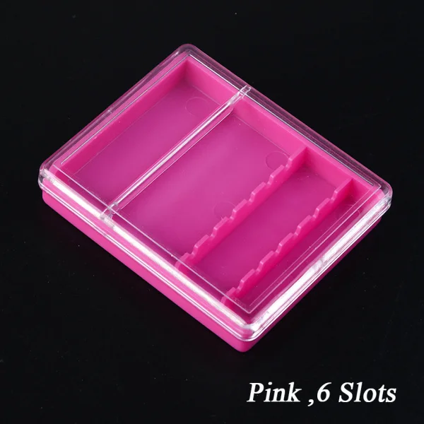 1 шт. коробка для хранения сверл для ногтей Пустые контейнеры Акриловый Дисплей Держатель фрезерный Резак Маникюрный станок аксессуары LA867-1 - Цвет: Pink 6 Slots