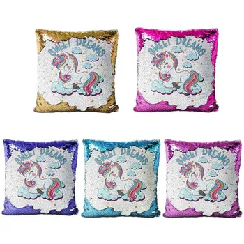 

Lovely Sequin Unicorn Cushion Cover Sequins Suede Pillow Case Home Decor Couch Chair Seat Car Rest Pillowcase Party Decoration