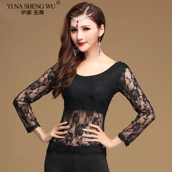 

Belly Dance Customes Tops Sexy Lace Long Sleeve Practice Clothes Top&Tees Women Oriental Dance DanceWear Bellydance Accessories