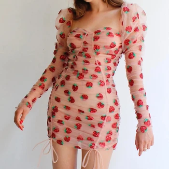 

woman bodycon dress runway strawberry sequin short dresses 2020