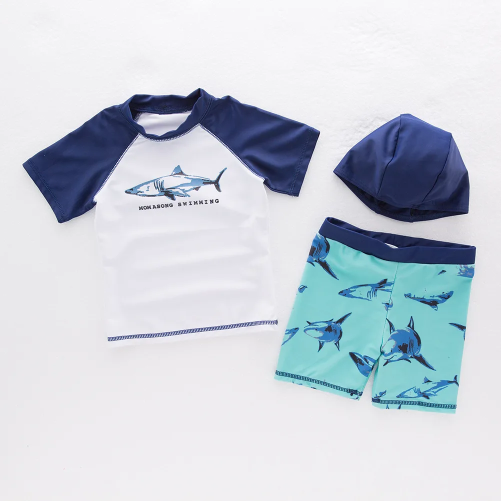 

KID'S Swimwear Boy Split Swimsuit Shark Short Sleeve Swimwear Children Beach Sun-resistant 3 Pieces
