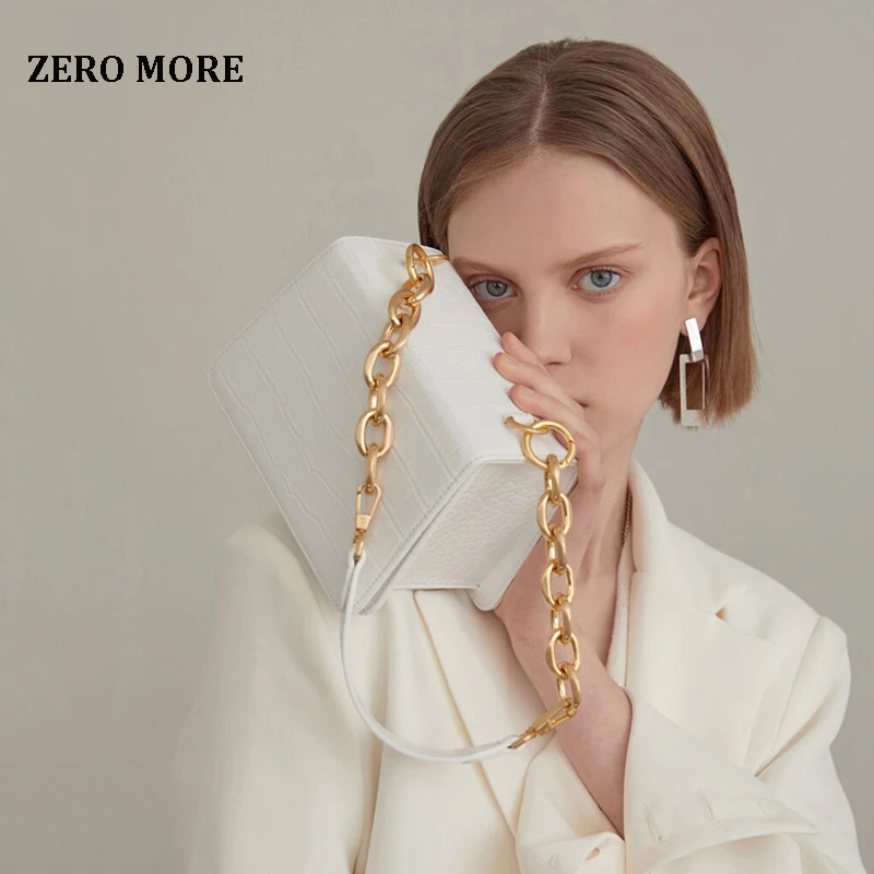 

Crocodile Pattern Shoulder Bag Women 2019 New Retro Flap Designer Thick Chain Red Small Box Handbag Female Simple Fashion Bags