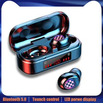 

V7 TWS in Bluetooth earphones 5.0 headphones Wireless heaeset Fingerprint Touch earbuds LED Digital Display ear phones for phone