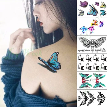 

Waterproof Temporary Tattoo Sticker colorful butterfly bee fake tatto hand arm foot flash tatoo for kid child girl men women