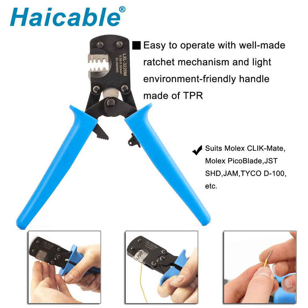 Haicable Spille A Cricchetto Piegatore Open-Barile Micro-Connetor Per D-Sub Vestito Molex Jst/Jae/Tyco
