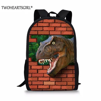 

Twoheartsgirl Dinosaur Tyrannosaurus Rex Bagpack for Kids Cool Junior High School Backpacks Animal Children Boys School Backbags