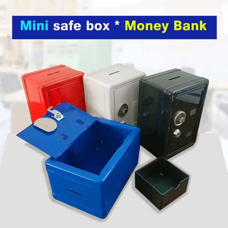 Mini metal safes key lock children money bank safe box creative home