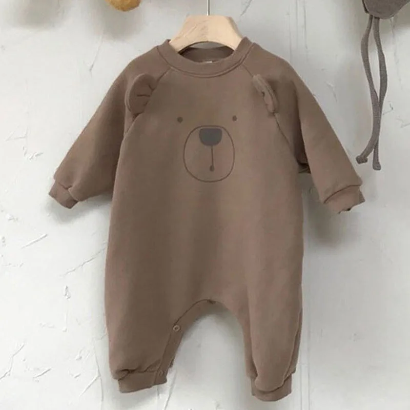 brown Комбинезон для новорожденной девочки, весна-осень, Детская Вельветовая одежда с алфавитом для девочек, длинный рукав, Детский комбинезон для мальчиков, одежда для маленьких девочек - Цвет: brown