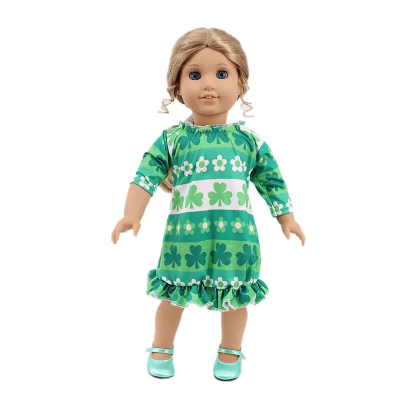 For 18 Inch American Doll Girls & 43 Cm New Born Baby Items,Doll Dress T-shirt + Jeans/Dress,Dolls Accessories For Clothes,Shoes 10