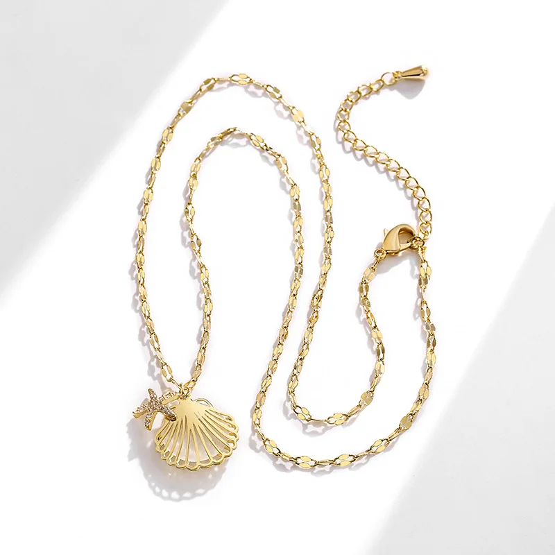 New Starfish Shell Creative Atmosphere Trend  Women Necklace Korean Short Net Red Temperament Clavicle Chain