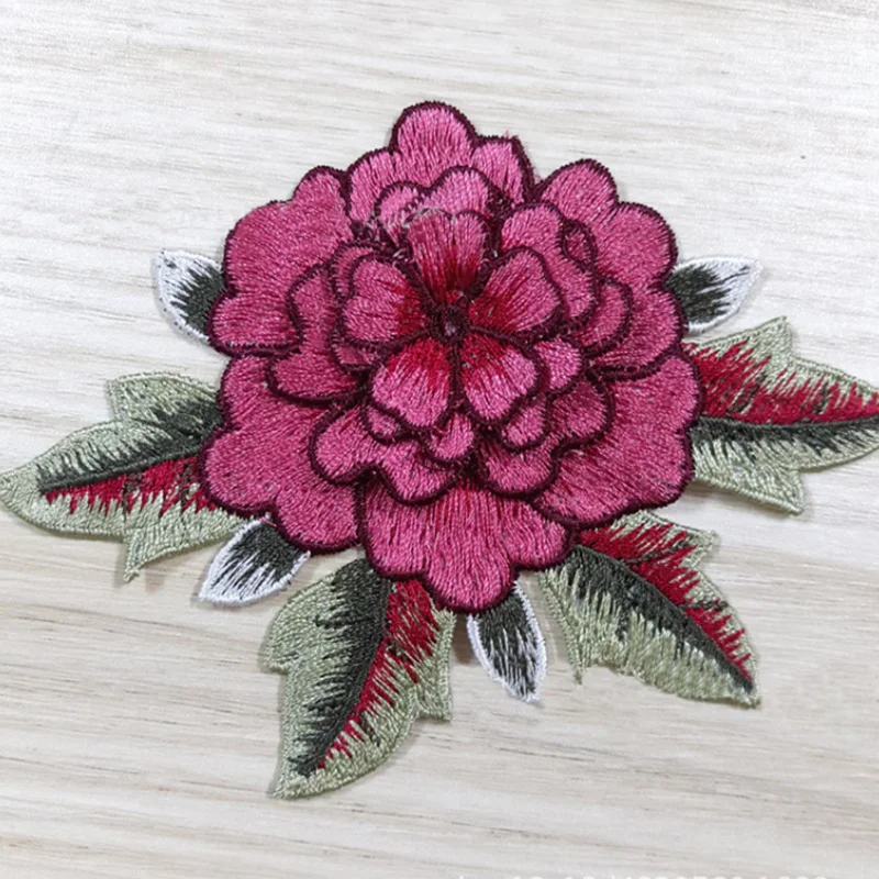 rose red С розой, цветком, с цветочным мотивом воротник нашивка на одежду милый аппликация значок вышивка для одежды DIY Одежда Платье с вышивкой на груди нашивки - Цвет: rose red