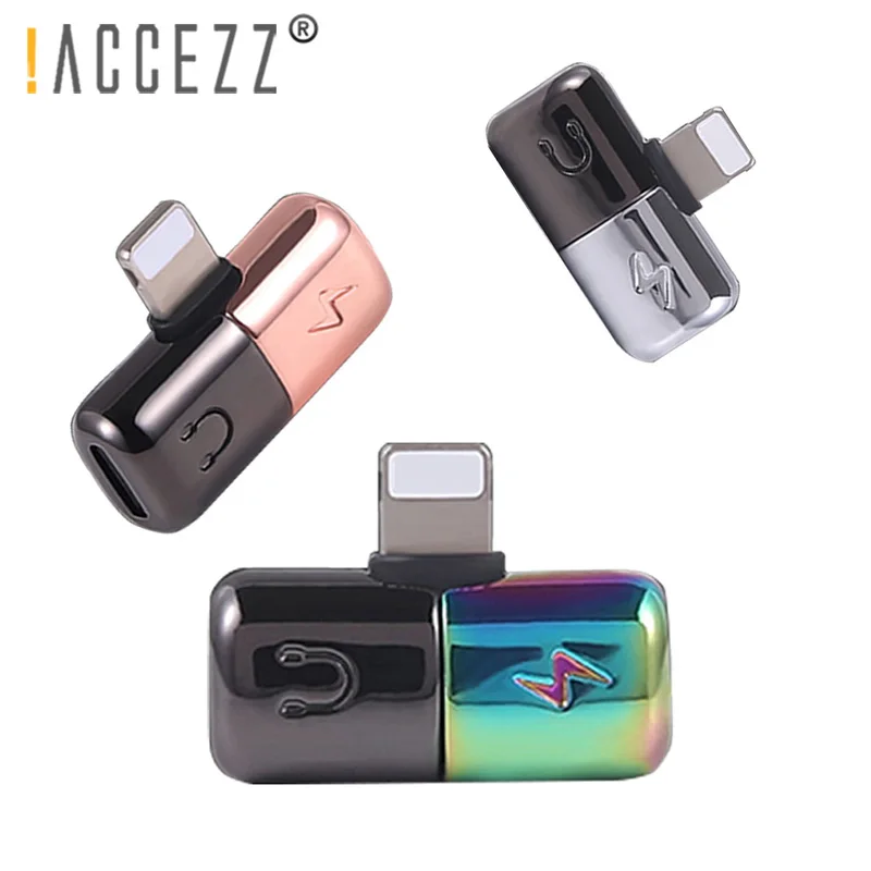 

!ACCEZZ 2 in 1 Lighting Audio Charging Dual Adapter For iPhone X 8 7 Plus XS XR MAX Listening Calling AUX Splitter Converter