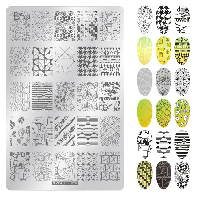Big Size 9.5*14.5cm Nail Stamping Plates Flower/geometric shaped nail art template for DIY nail art decoration plate tools PLUS28