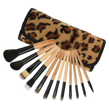

12 PCS Pro Makeup Brush Set Cosmetic Tool with Leopard Bag Beauty Face Eye Lip Brushes Kit
