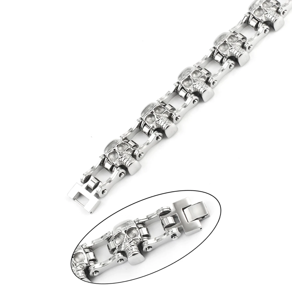Men Skull Motorcycle Chain Bracelet 316L Stainless Steel stainless steel bracelet metal bracelet
