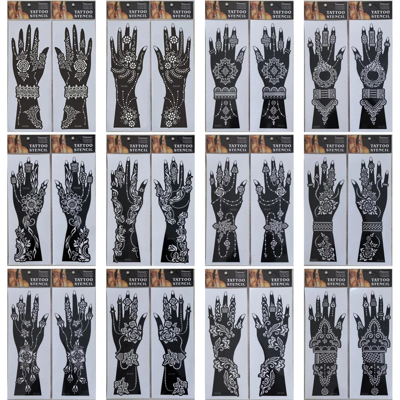 2pcs/set Henna Tattoo Stencils Template Lace Body Art Women Indian Bride Henna Mandala Beauty Fake Arm Sleeve Hand Reuse Tatoo - Temporary Tattoos - AliExpress 2pcs-set-henna-tattoo-stencils-template-lace-body-art-women-indian-bride-henna-mandala-beauty-fake-arm-sleeve-hand-reuse-tatoo-temporary-tattoos-aliexpress